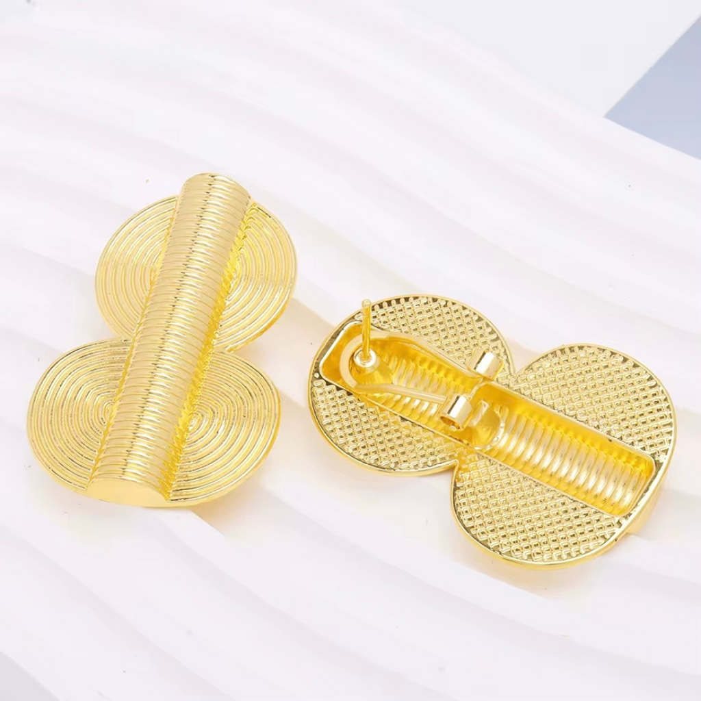 18K gold-plated copper statement earrings  with spiral design, bold ethnic-inspired luxury jewelry for women