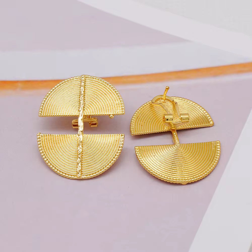 18K gold plated Baule semi-circle spiral statement earrings